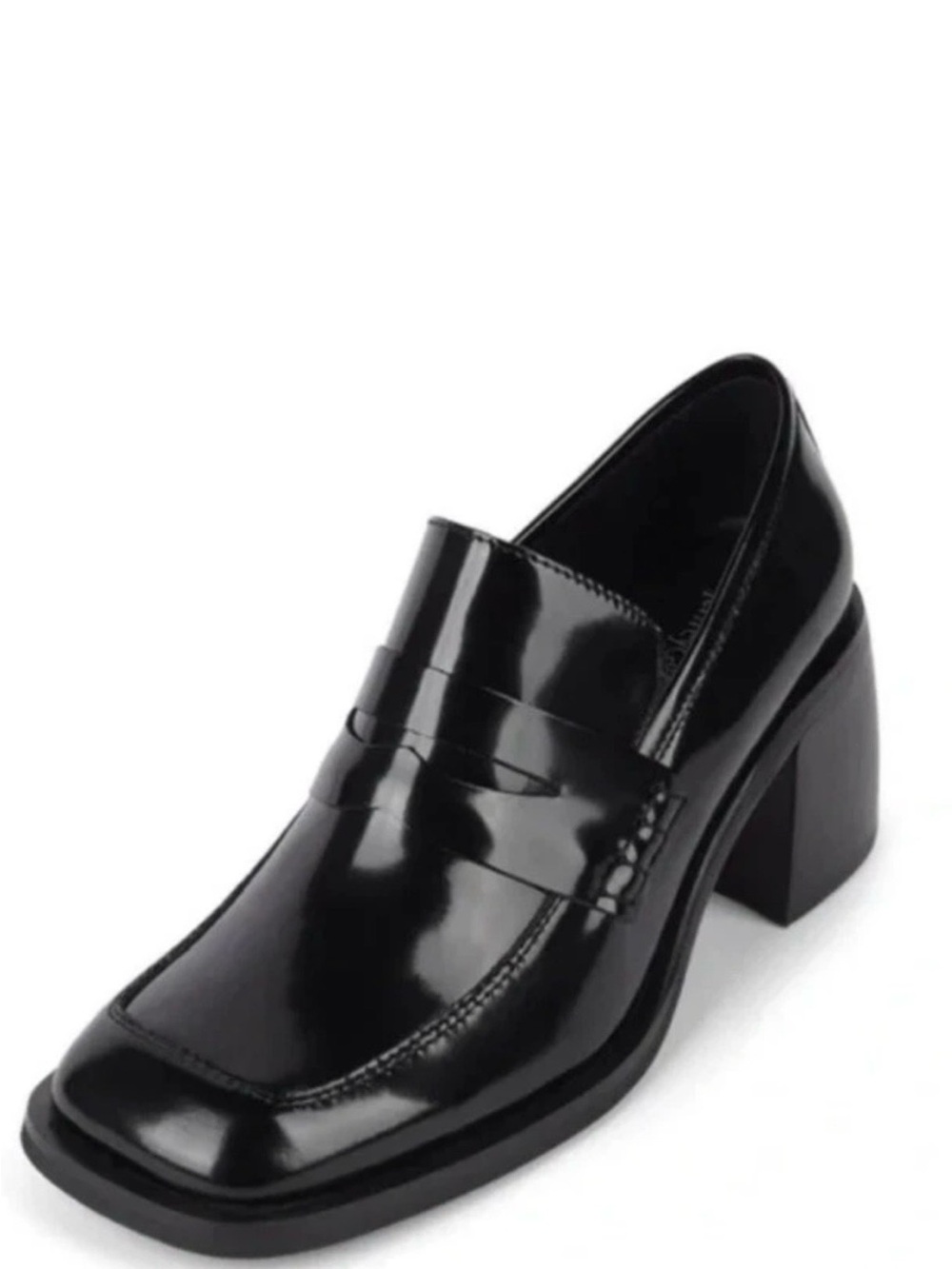 Jeffrey Campbell Black Leather Square-Toe Penny Mules - Picture 4 of 7